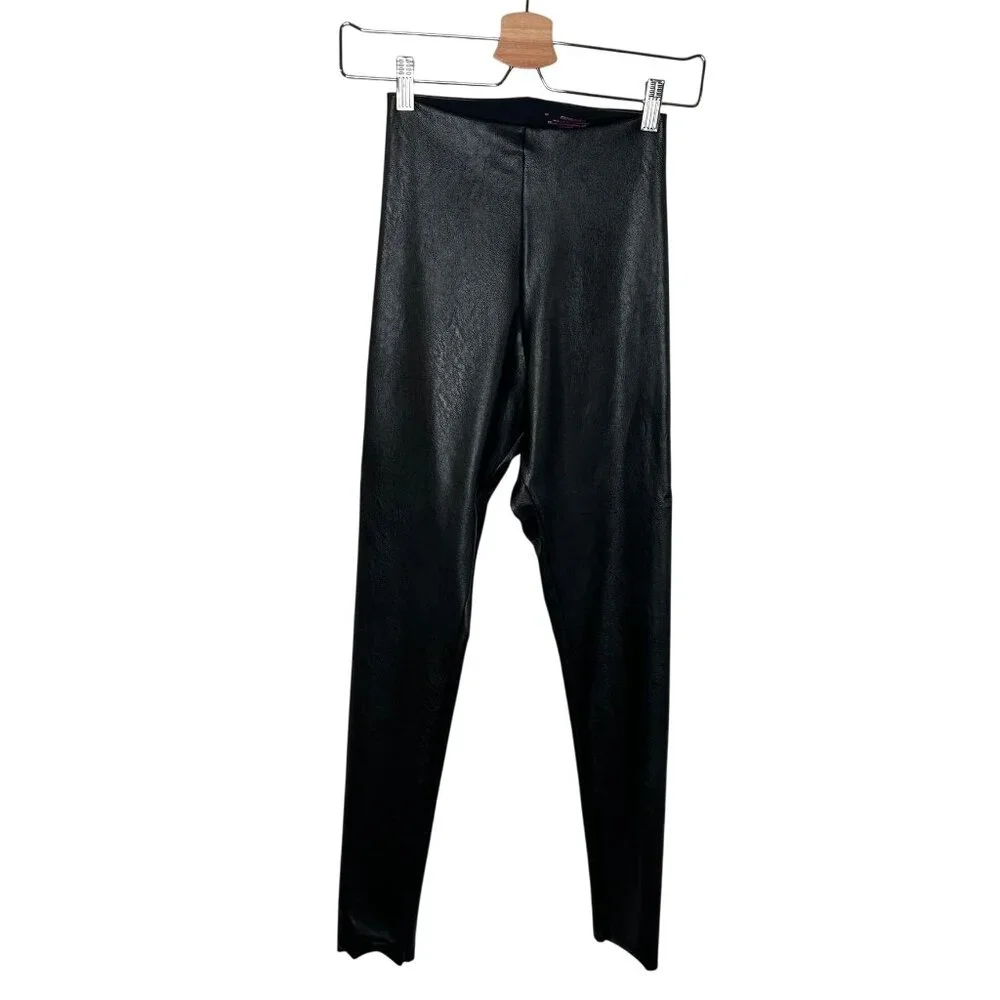 Commando Womens Faux Leather Black Control shimming shaping Leggings Size M